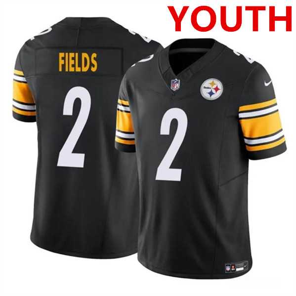 Youth Pittsburgh Steelers #2 Justin Fields Black 2023 F.U.S.E. Vapor Untouchable Limited Football Stitched Jersey Dzhi->->Youth Jersey